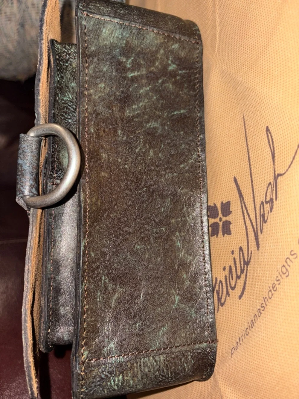 Patricia Nash IIina Turquoise Tooled Leather Floral Crossbody Bag - Picture 7 of 9